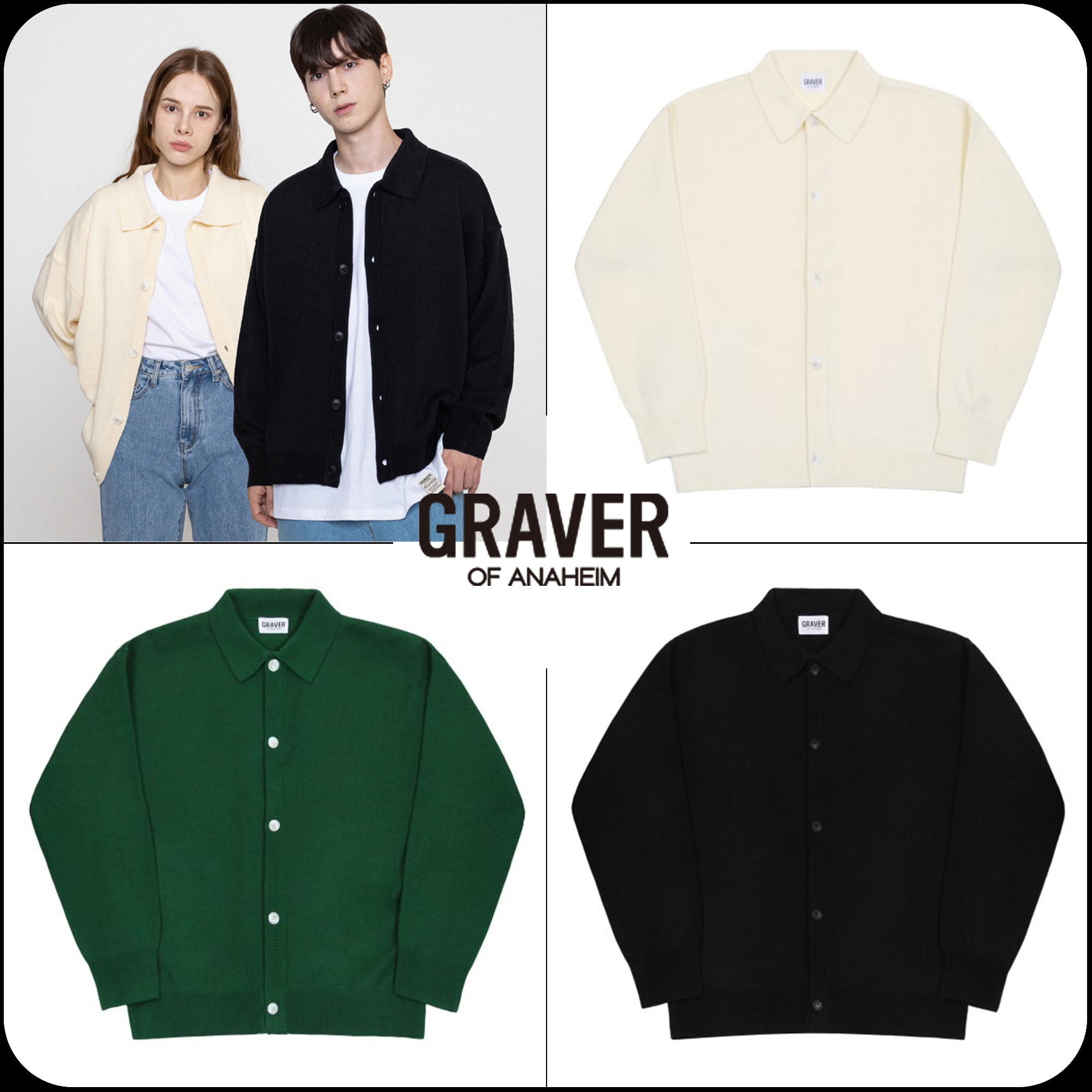 [GRAVER]★BASIC KNIT COLLAR CARDIGAN