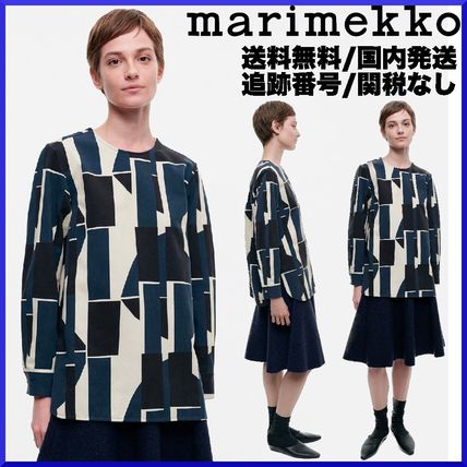 marimekko Shirts & Blouses Casual Style Long Sleeves Cotton Office Style Elegant Style