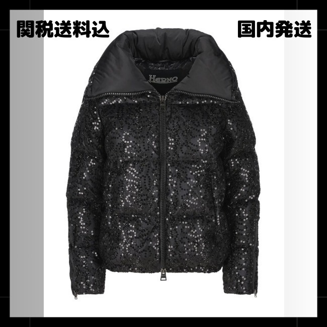 【HERNO】PAILLETTES LACE & サテン ボンバー ジャケット