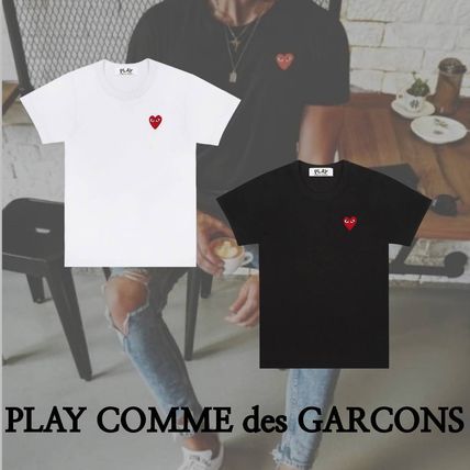 PLAY COMME des GARCONS More T-Shirts Unisex Street Style U-Neck Plain Cotton Short Sleeves Logo