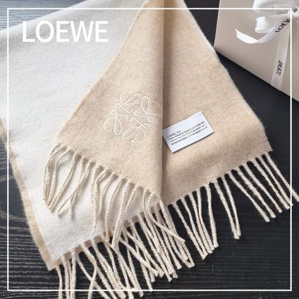 LOEWE Knit & Fur Bicolour scarf in wool and cashmere