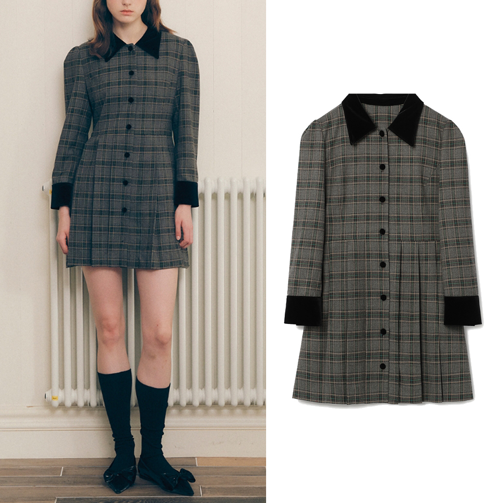ROLAROLA★大人気★CHECK COLLAR PLEATS ONE-PIECE