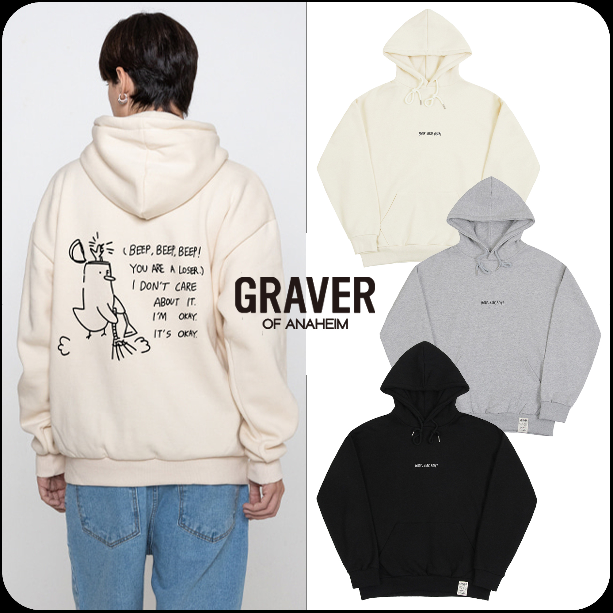 [GRAVER]★BEEP CLEAN DUCK SMILE HOODIE