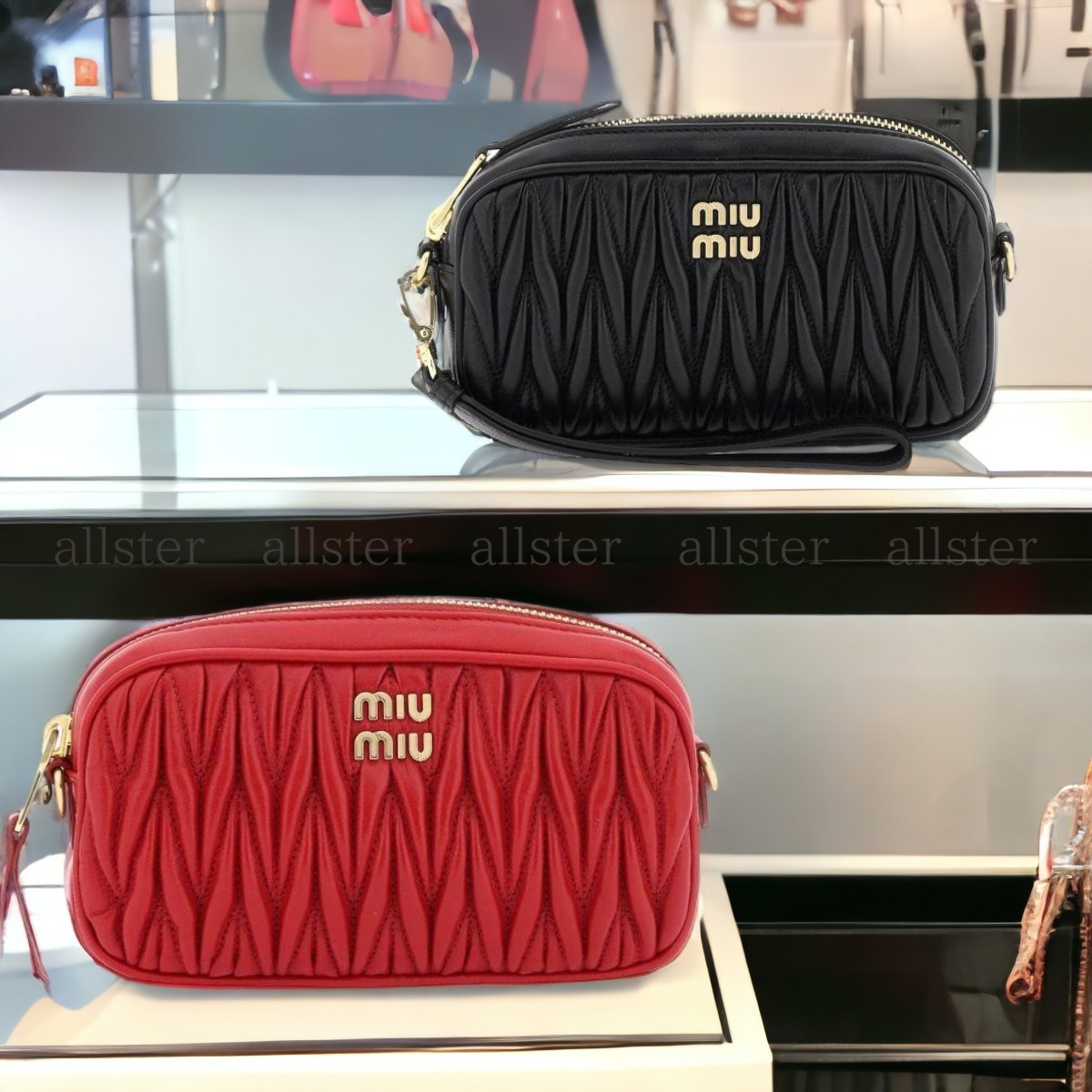 【miumiu】ミュウミュウ マトラッセ ナッパレザー ポーチ (MiuMiu