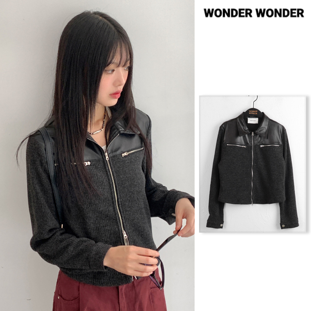 【WONDER WONDER】23FW★ [MADE] Leather Clr 2Way Kt Zip-Up Jp