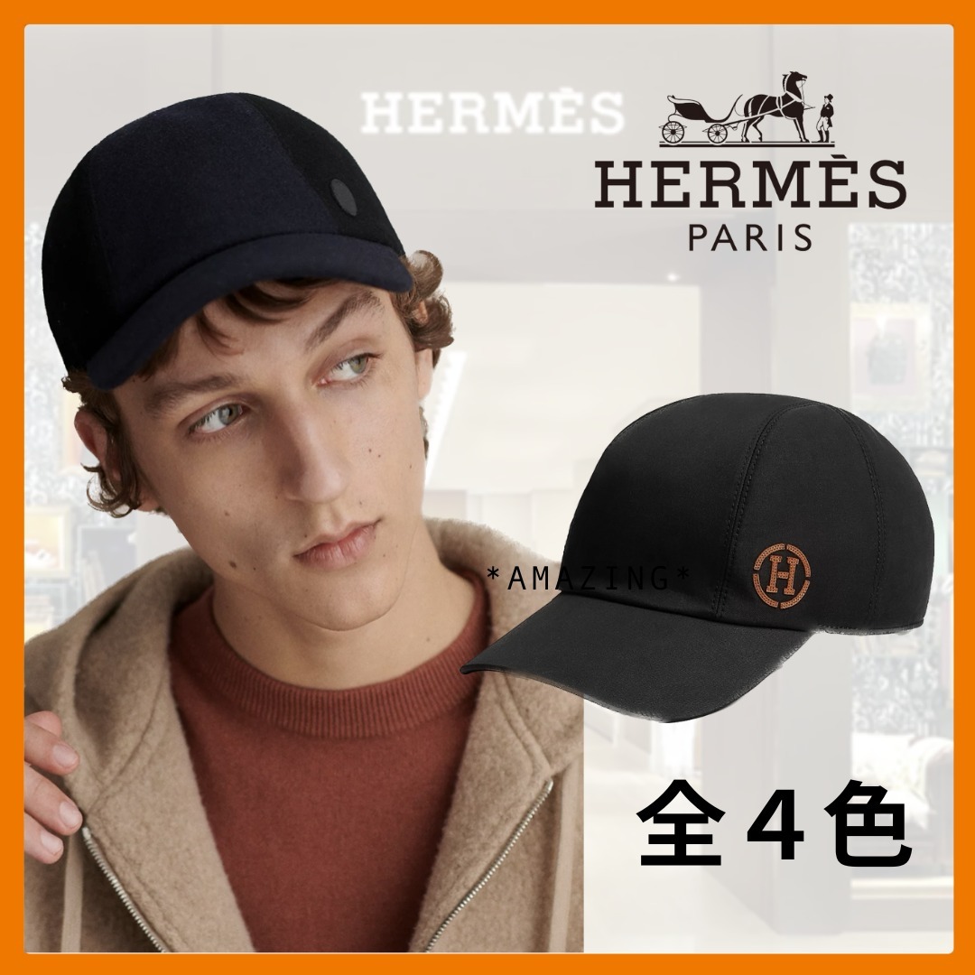 Hermesロゴがおしゃれ☆Miles H Circle キャップ メンズ (HERMES