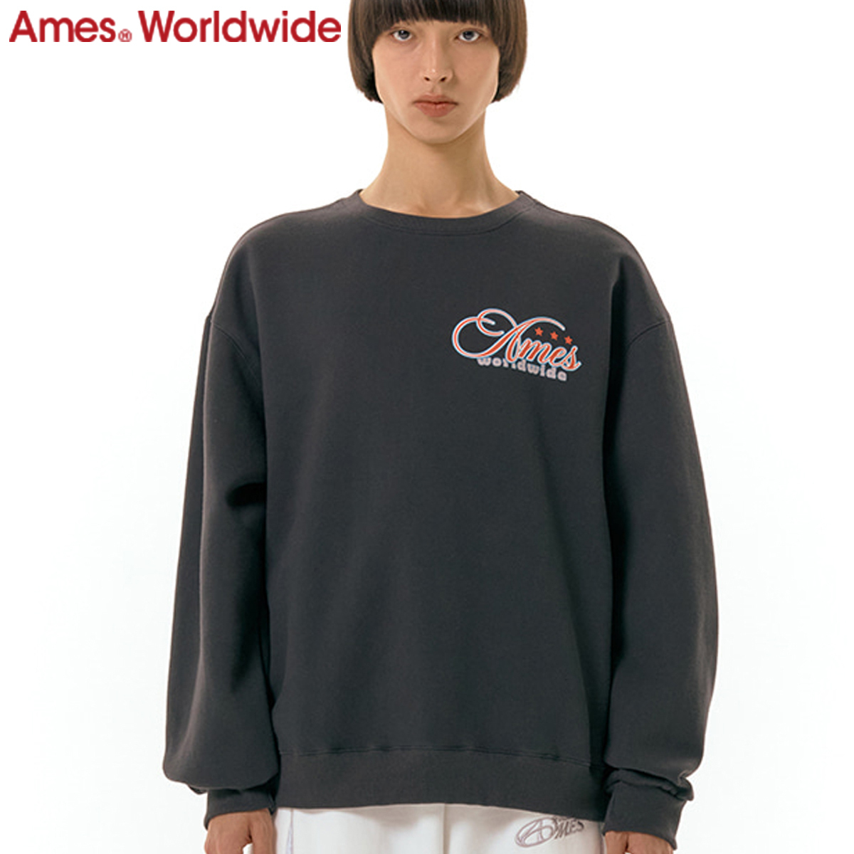 ★AMES-WORLDWIDE★NEW MESSAGE SWEATSHIRT CHARCOAL★正規品