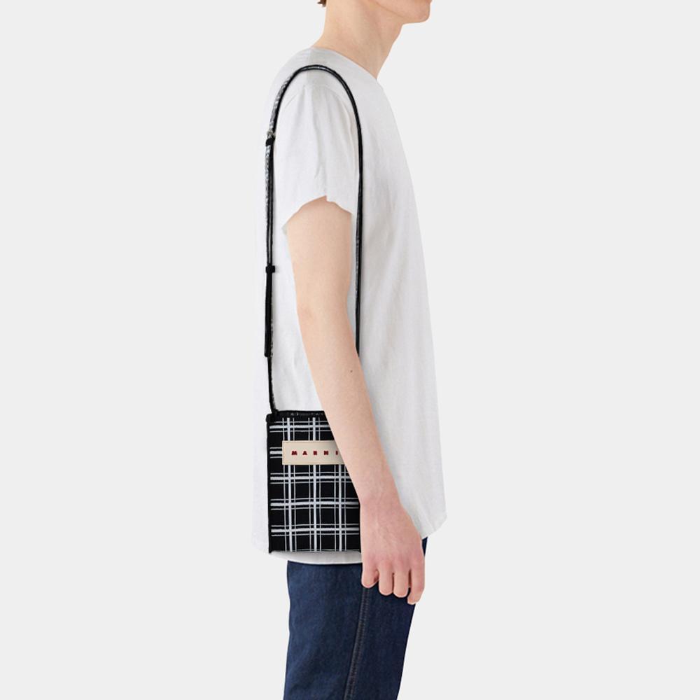 《MARNI》 SBMQ0088A0P6053ZO644 MINI JACQUARD CHECK BAG