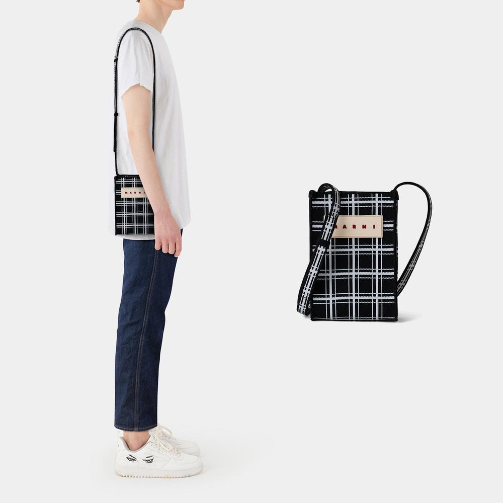 《MARNI》 SBMQ0088A0P6053ZO644 MINI JACQUARD CHECK BAG