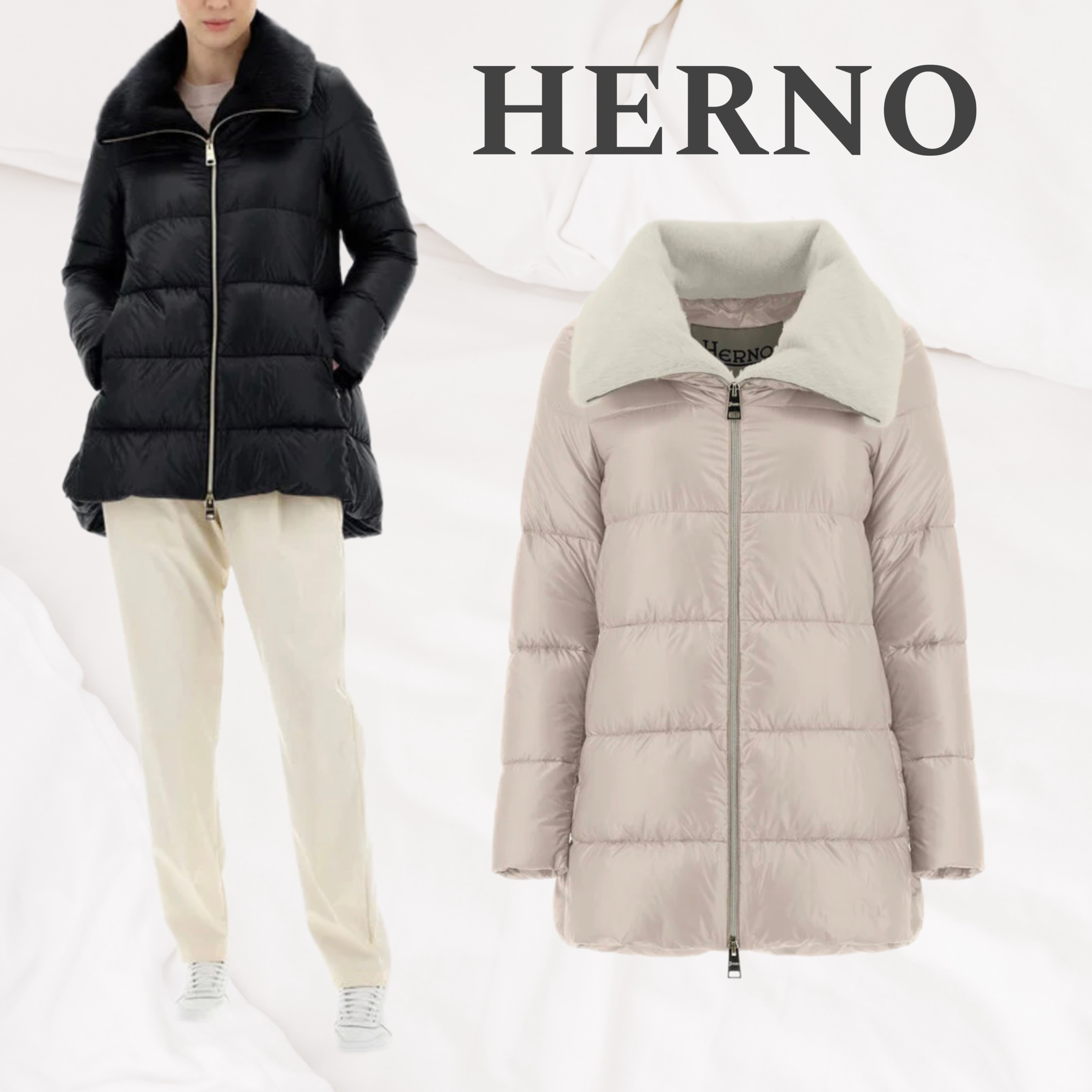 関税送料込☆HERNO☆軽量 ボア ダウンジャケット
