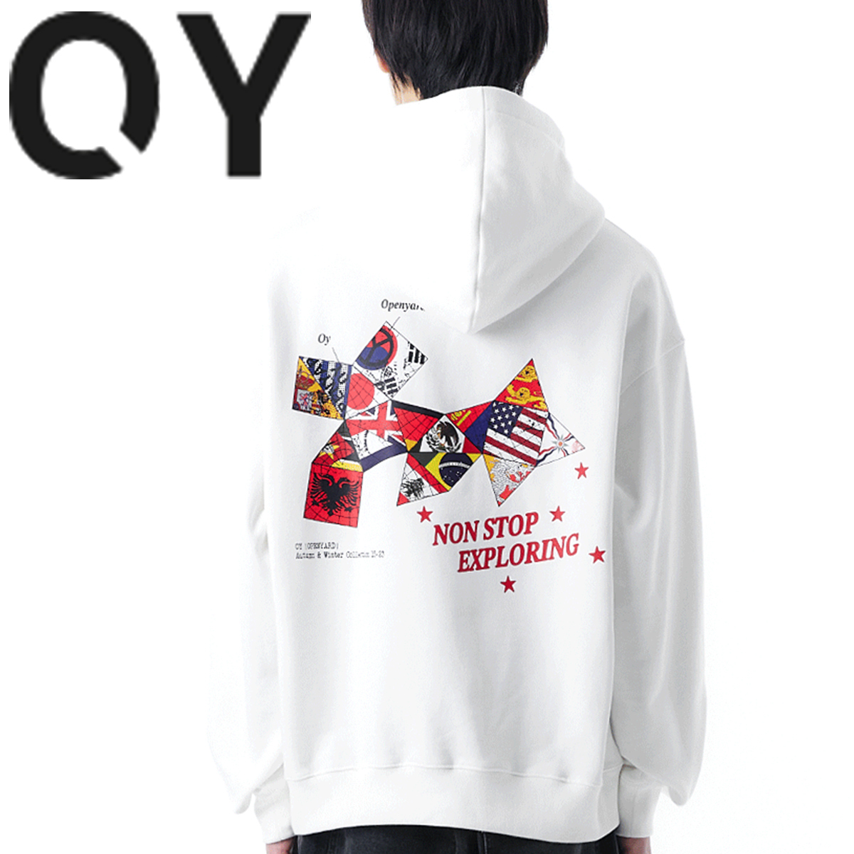★OY★GLOBE LOGO HOODIE-WHITE★正規品/韓国直送料込/人気