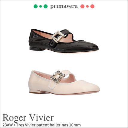 Roger Vivier Ballet Plain Leather Logo Ballet Shoes