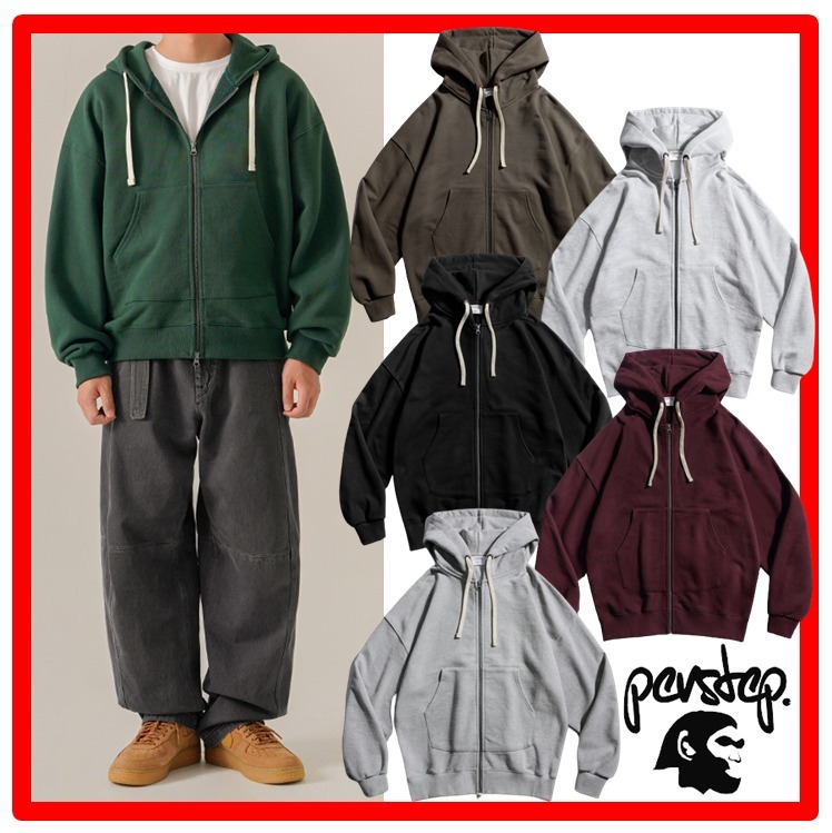 ★人気★【PERSTEP】★Overround Heavy Weight Hoodie Zip-U.p★