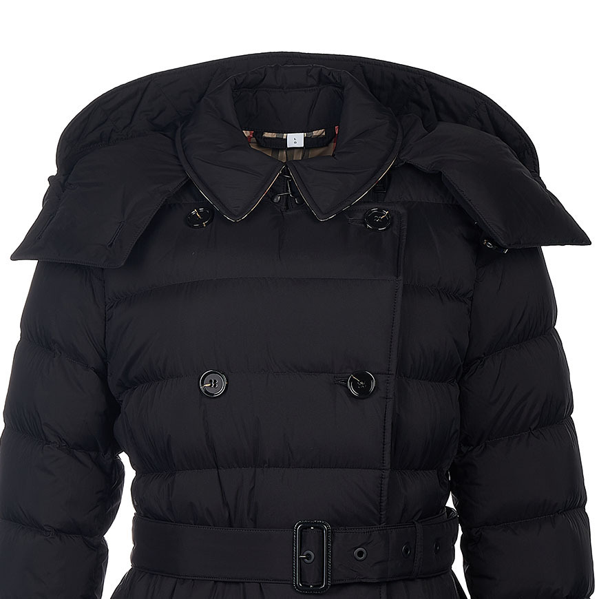 関税負担なし☆Burberry ナイロン フーデッド パファーコート 関税負担なしBurberryチェックナイロンリバーシブルパファージレ