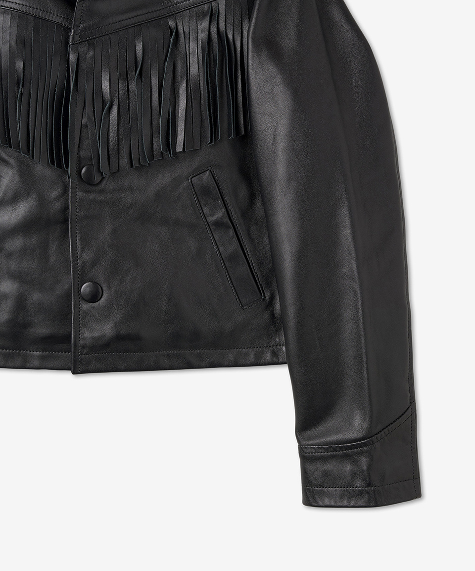 《AMI》 FJK212LH0 001 001 BIKER LEATHER JACKET