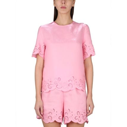 Tシャツ・カットソー Moschino FW24 Pink poplin shirt (J02015432 1229) Moschino Jeans Outlet: T-shirt woman - Pink | Moschino Jeans