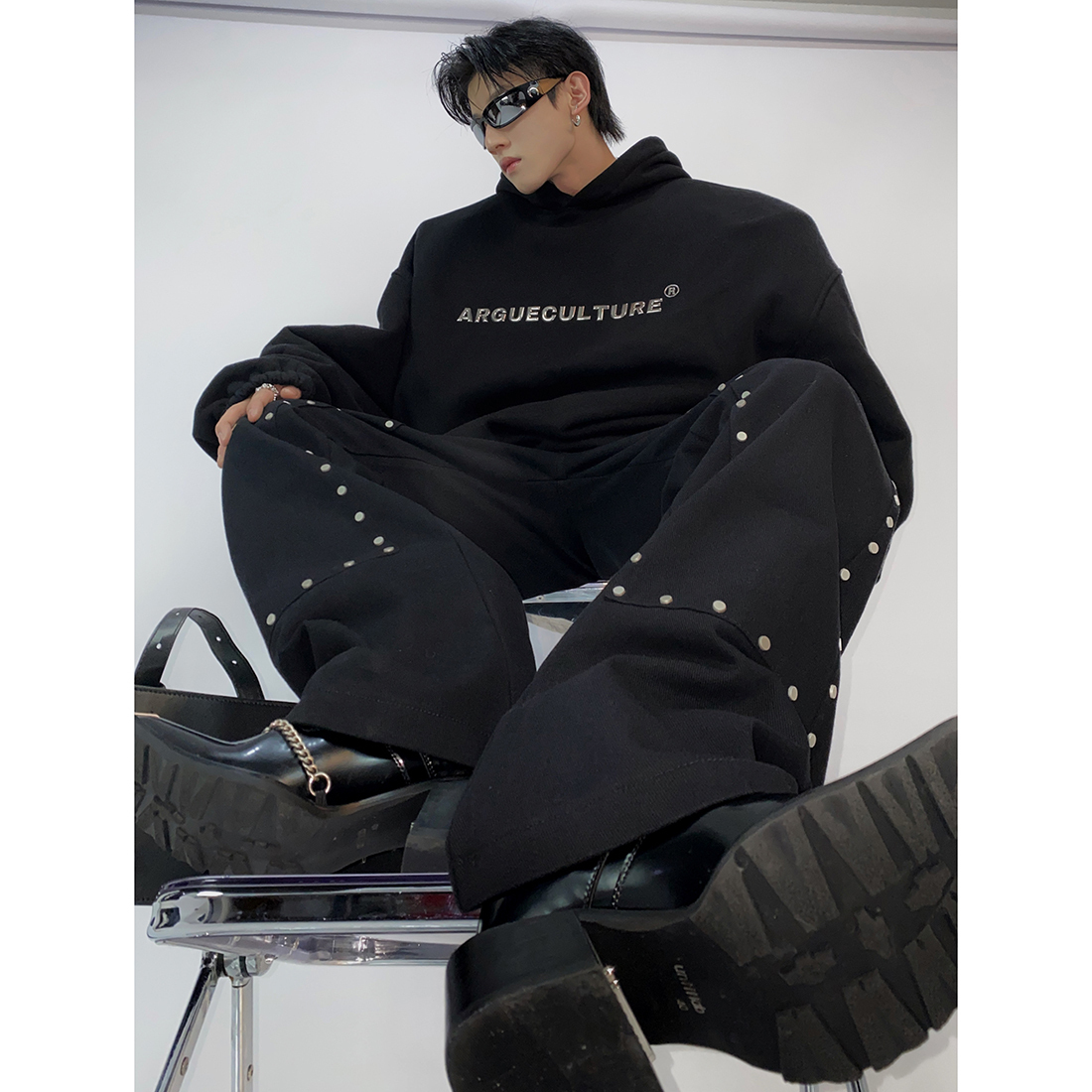 ArguE CulturE パーカー 金属ロゴ オリジナル トップス 男女兼用 ArguE CulturE パーカー フーディ 金属ロゴ ストリート 男女兼用