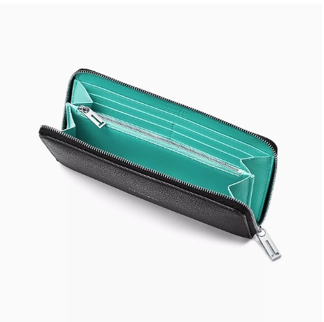 クラシックジップ長財布☆Tiffany&Co.☆開くとティファニ-ブルー