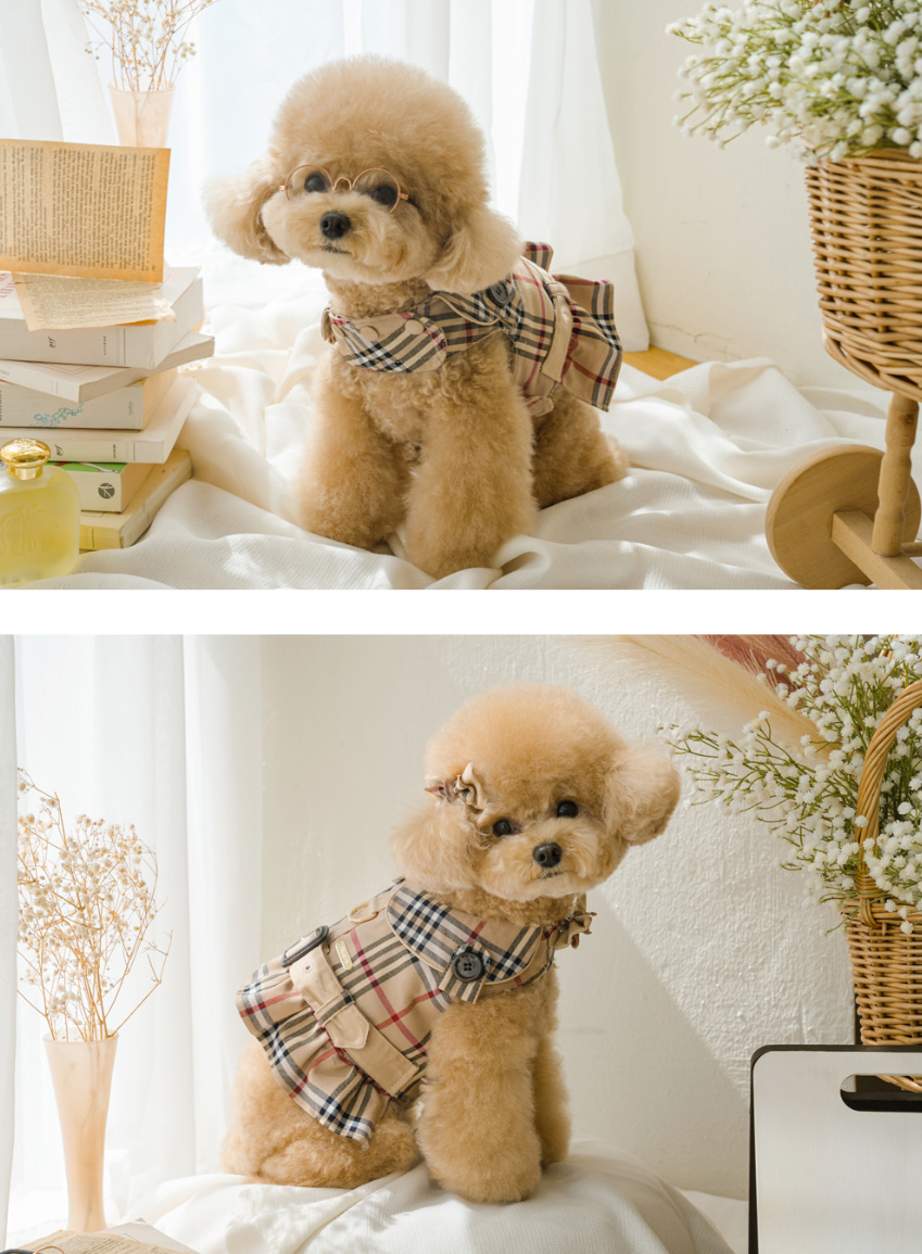 《韓国 PETS AND ME》Trench Velcro Snap ハーネス チェック柄