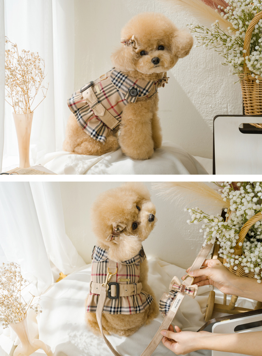 《韓国 PETS AND ME》Trench Velcro Snap ハーネス チェック柄