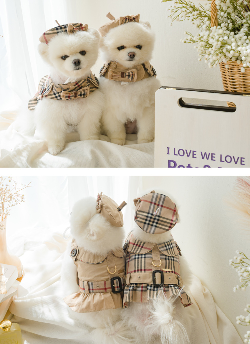 《韓国 PETS AND ME》Trench Velcro Snap ハーネス チェック柄
