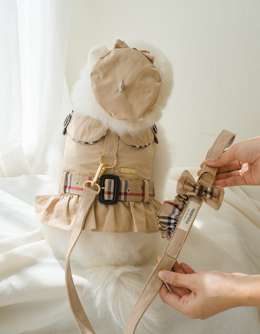 《韓国 PETS AND ME》Trench Velcro Snap ハーネス チェック柄