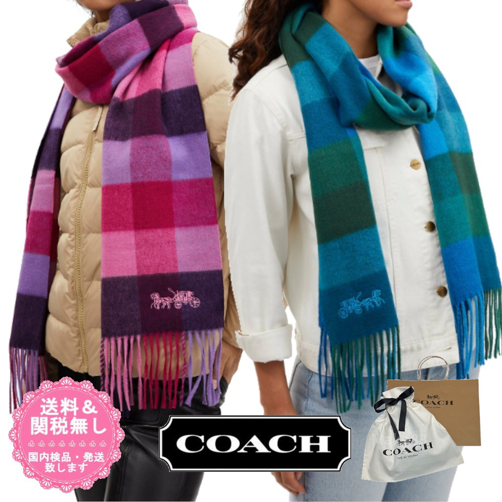 【国内即発】プレゼントにも！COACH★チェック ロング マフラー