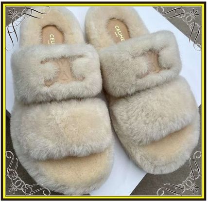 CELINE More Sandals Celine fur slides triomphe open slide in shearling