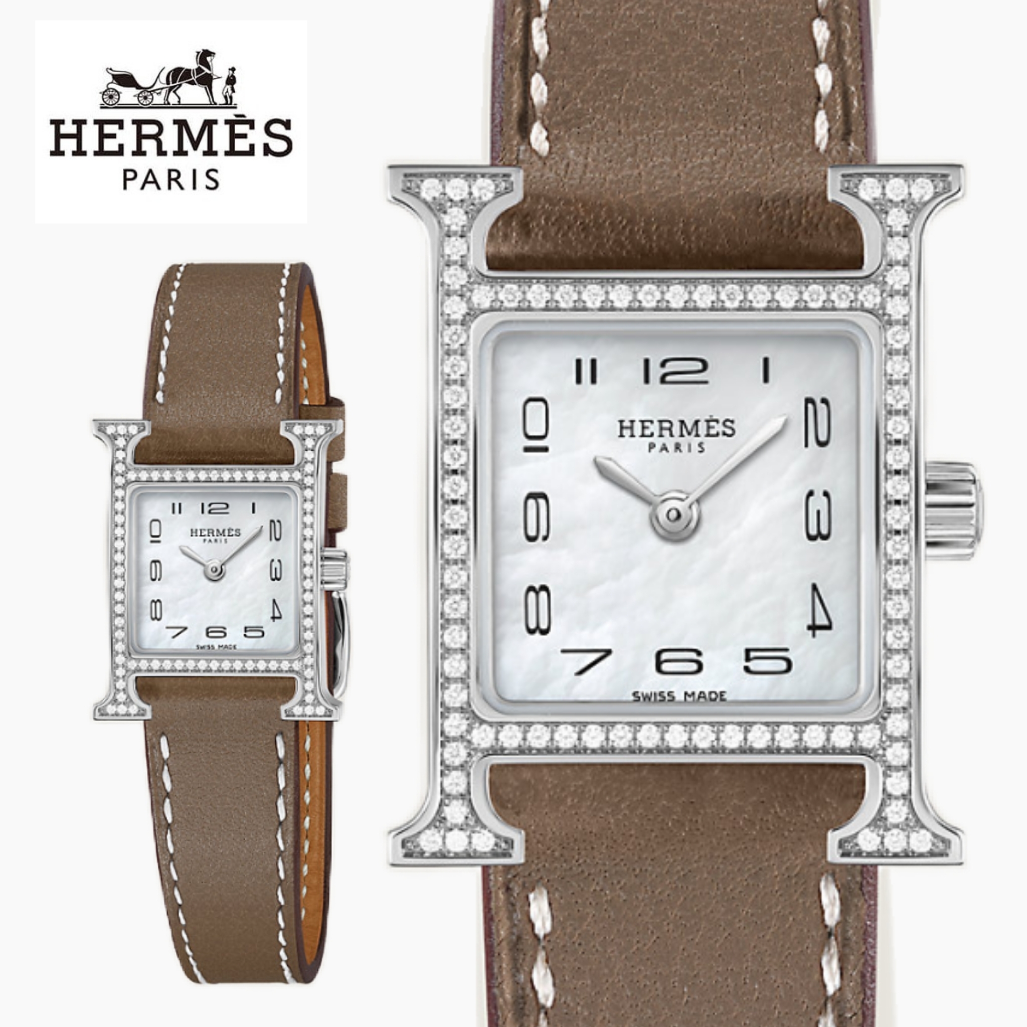 【HERMES 】アワーHウォッチミニモデル21 mm ダイヤモンド