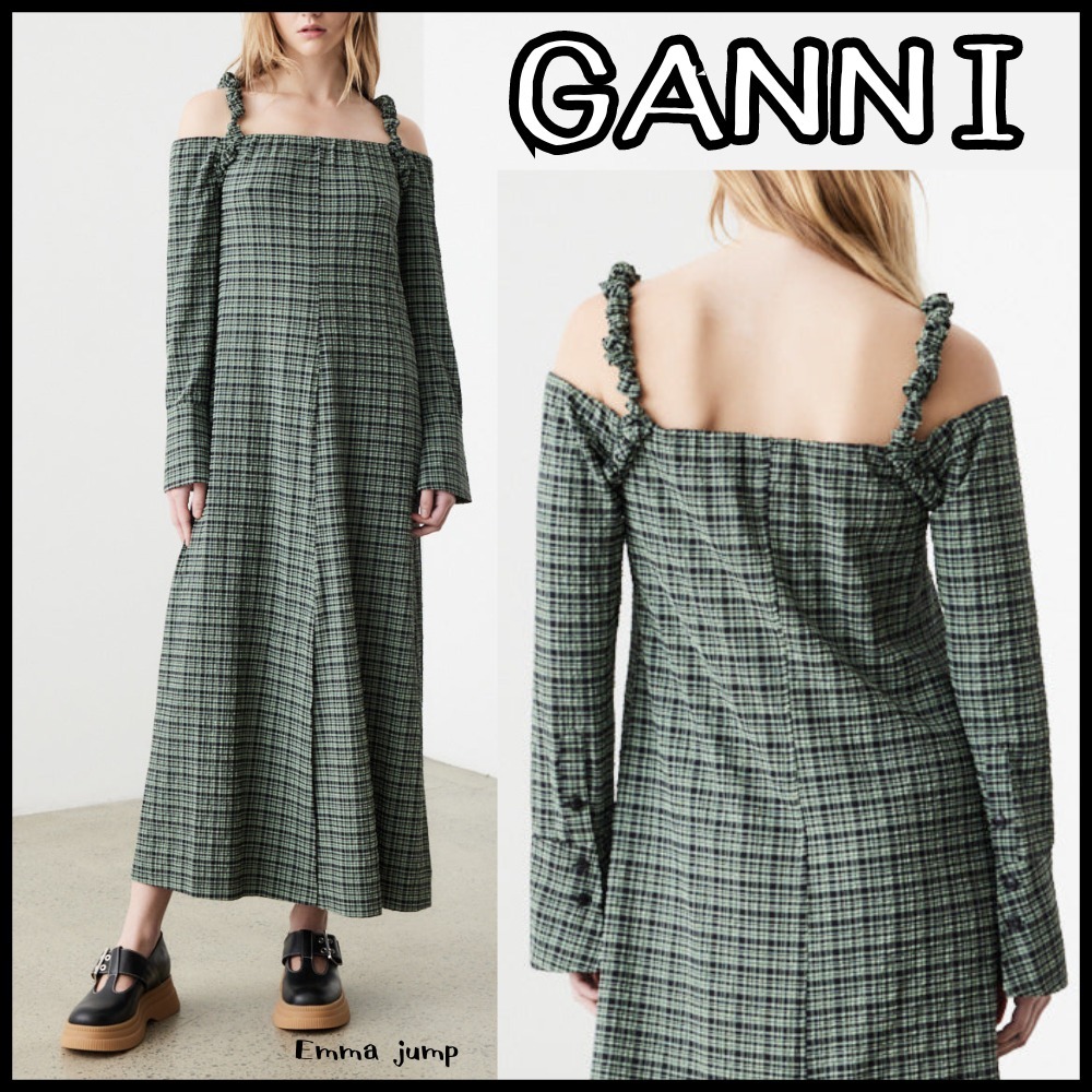 関税送料込♪GANNI/Stretch Seersucker Dress
