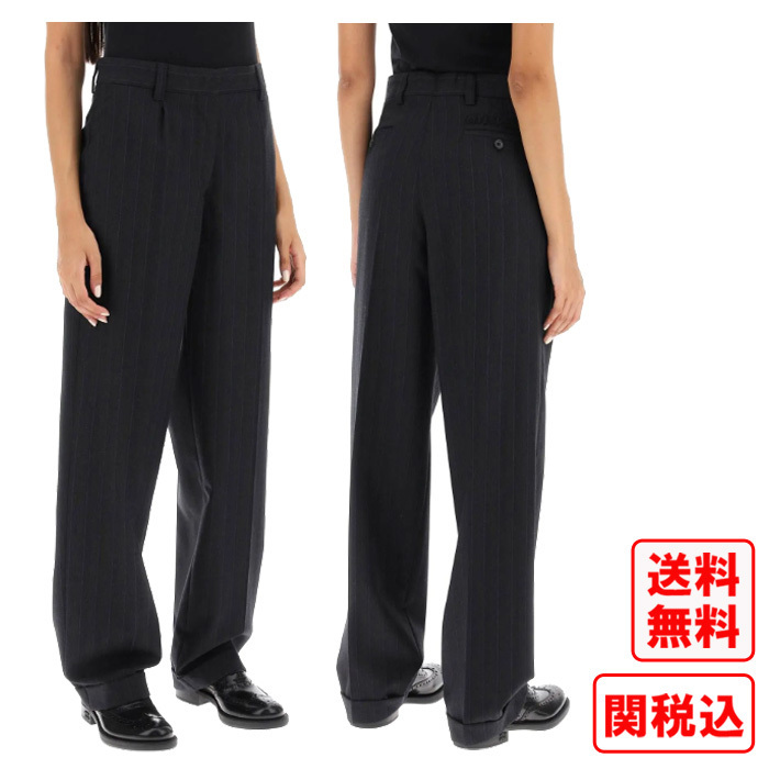 関税・送料込 MIU MIU Pinstriped wool パンツ