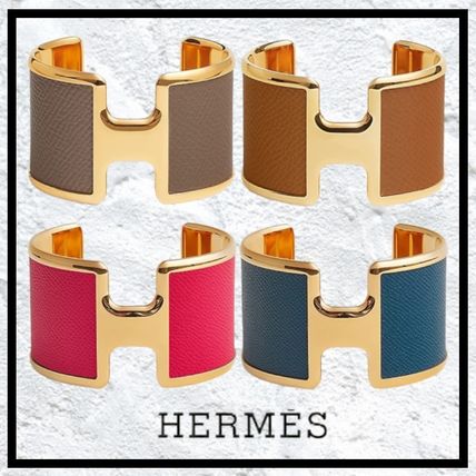 HERMES Bracelets Bangles Casual Style Blended Fabrics Leather Elegant Style