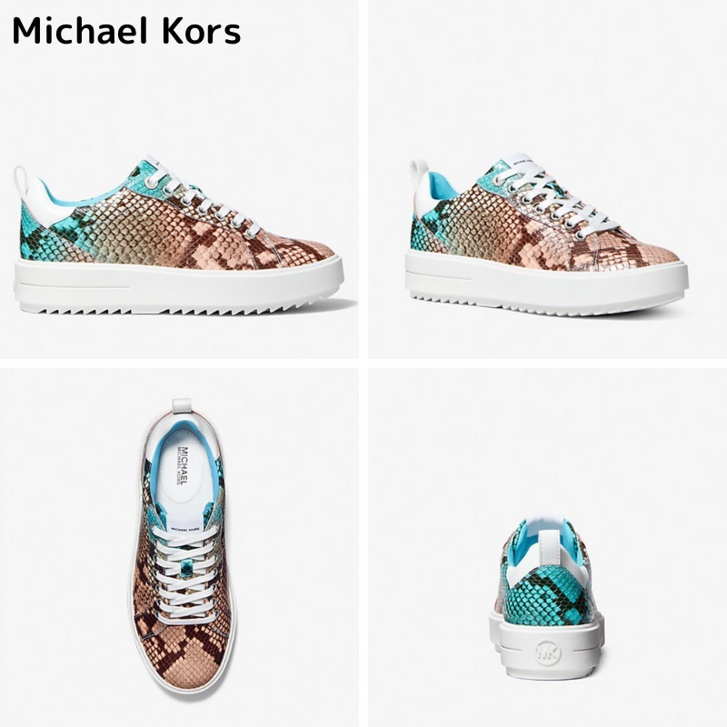 【Michael Kors】Emmett Python Embossed Leather Sneaker