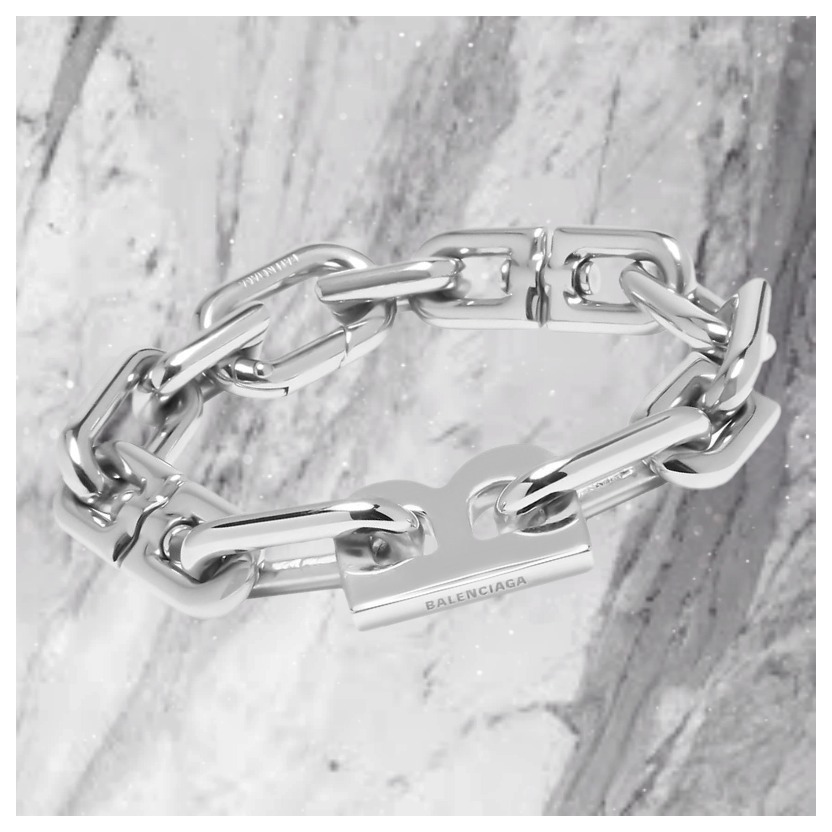 すぐ届く♪BALENCIAGA*B CHAINスリムブレスレット人気シルバー