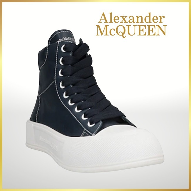[ Alexander McQUEEN/レザー製ハイカットスニーカー] 関税送料込