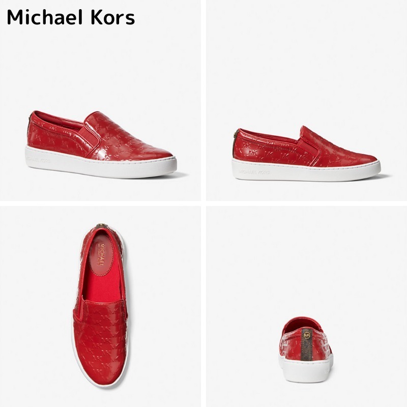 【Michael Kors】Keaton Logo Embossed Patent Slip-On Sneaker