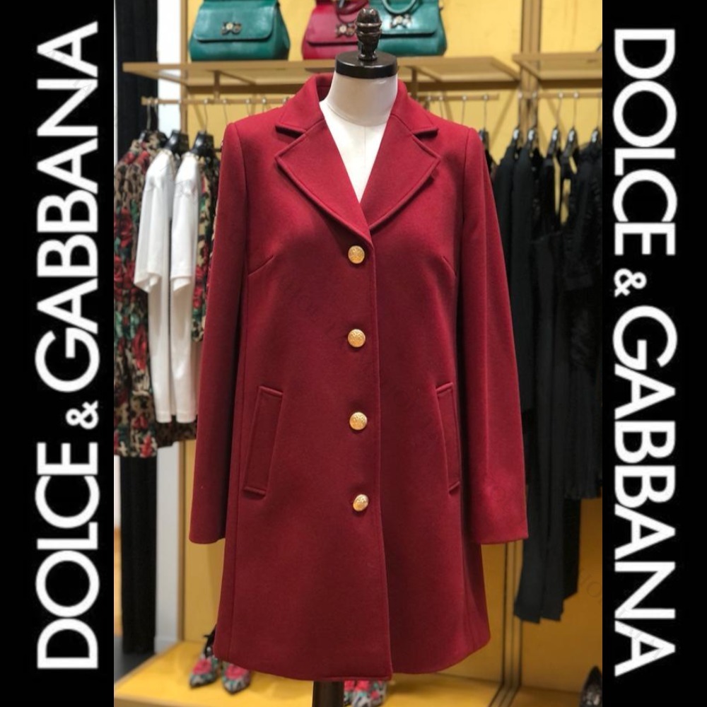 DOLCE&GABBANA フロントボタン 無地 レオパード コート