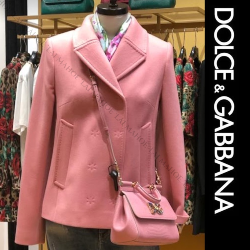 DOLCE&GABBANA フロントボタン ハウンドトゥース コート