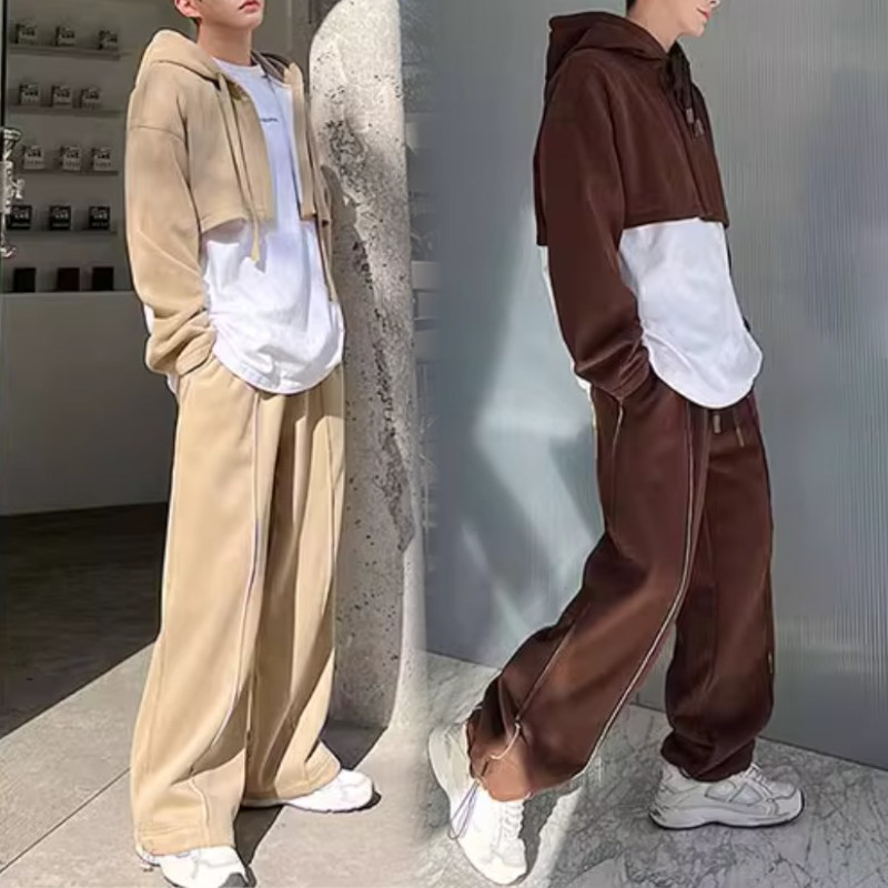 韓国系メンズ スウェット セットアップ クロップド２色[g959]