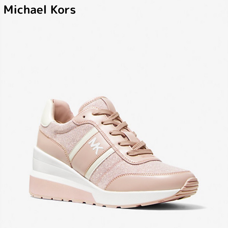 【Michael Kors】Mabel Glitter Chain Mesh Trainer