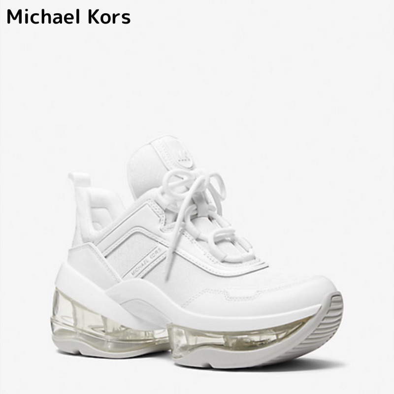 【Michael Kors】Olympia Extreme Jacquard and Leather Trainer