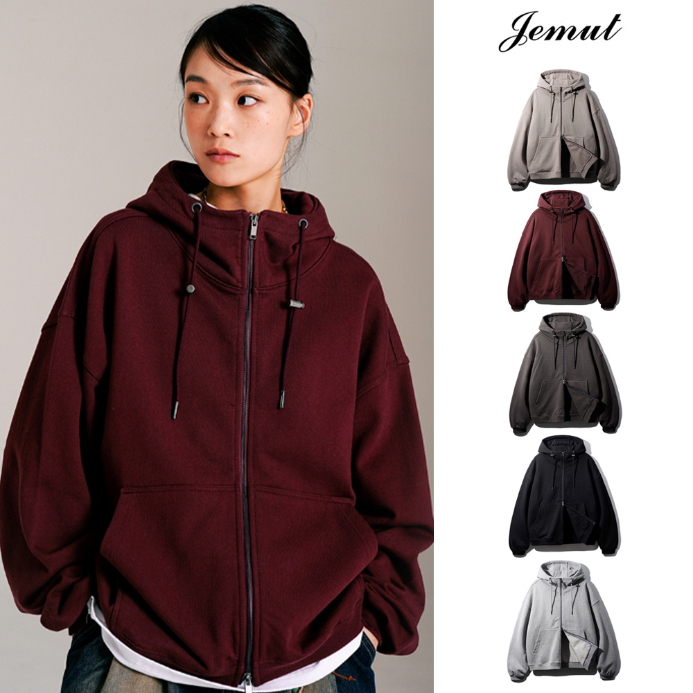 【JEMUT】23FW★ Overfit high neck heavy hood zip-up
