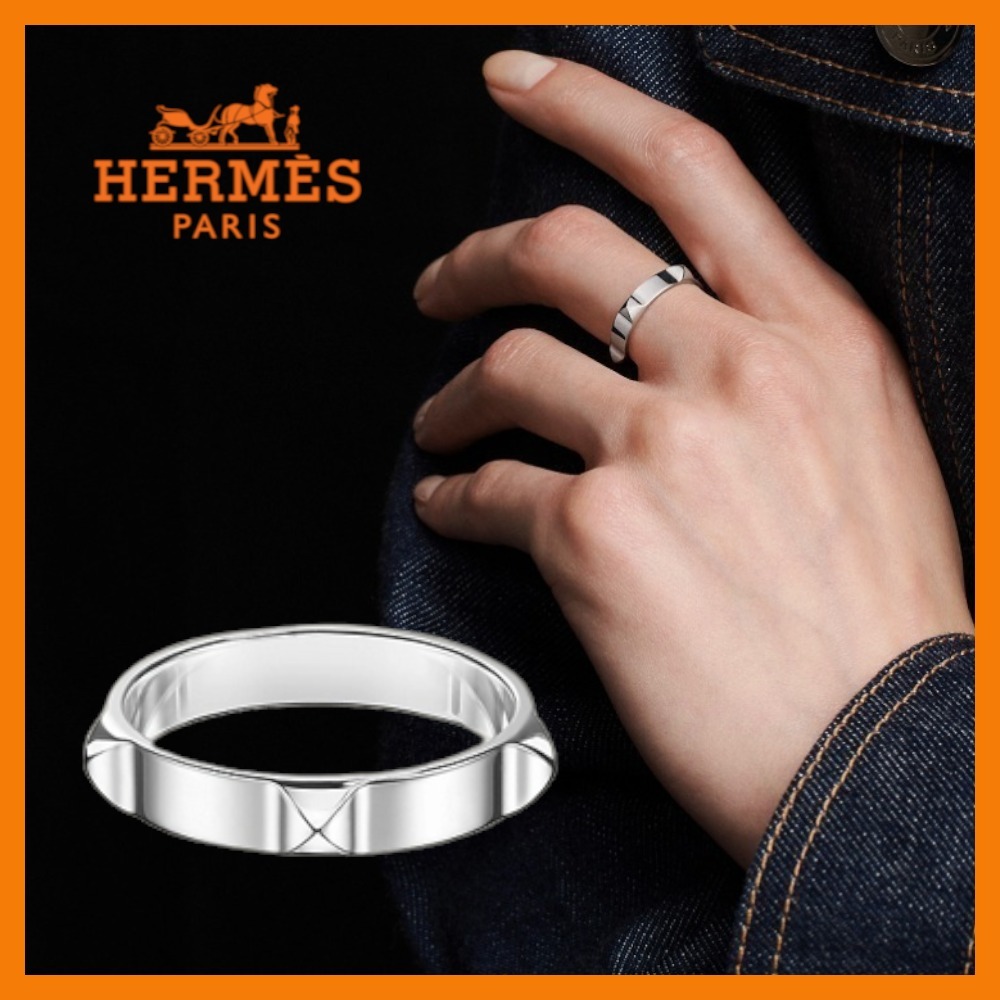 【圧倒的存在感☆】HERMES Mini Clous リング ラージモデル HERME∽Bague Clou de forge GMクルー ドフォルジュ∽パリ本速達