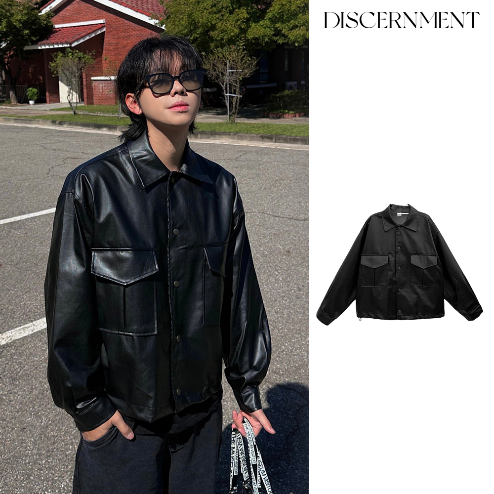 【DISCERNMENT】Muir minimal pocket leather jacket