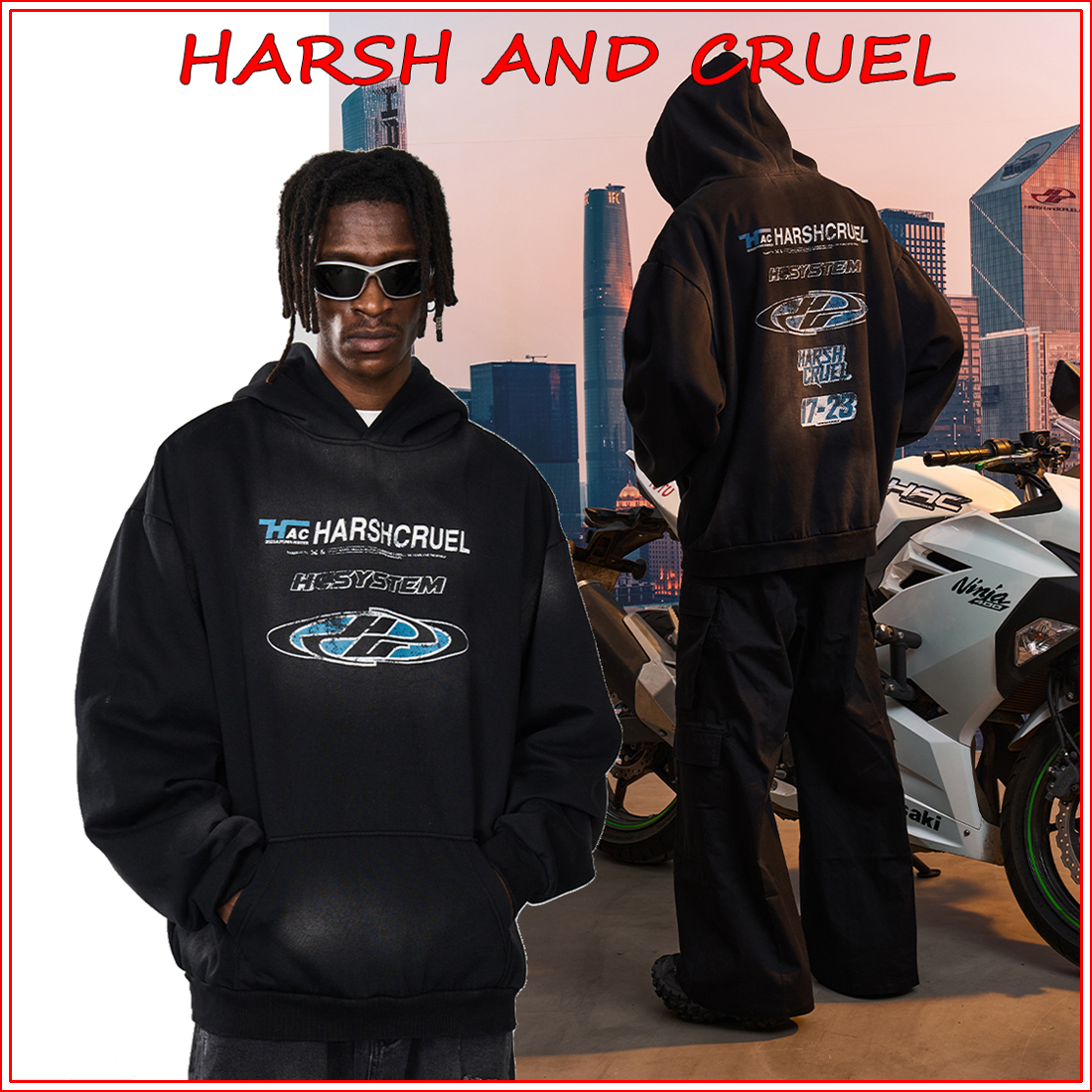 HARSH AND CRUEL プリント パーカー オーバーサイズ 男女兼用