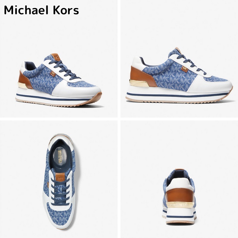 【Michael Kors】Monique Logo Jacquard Denim Trainer