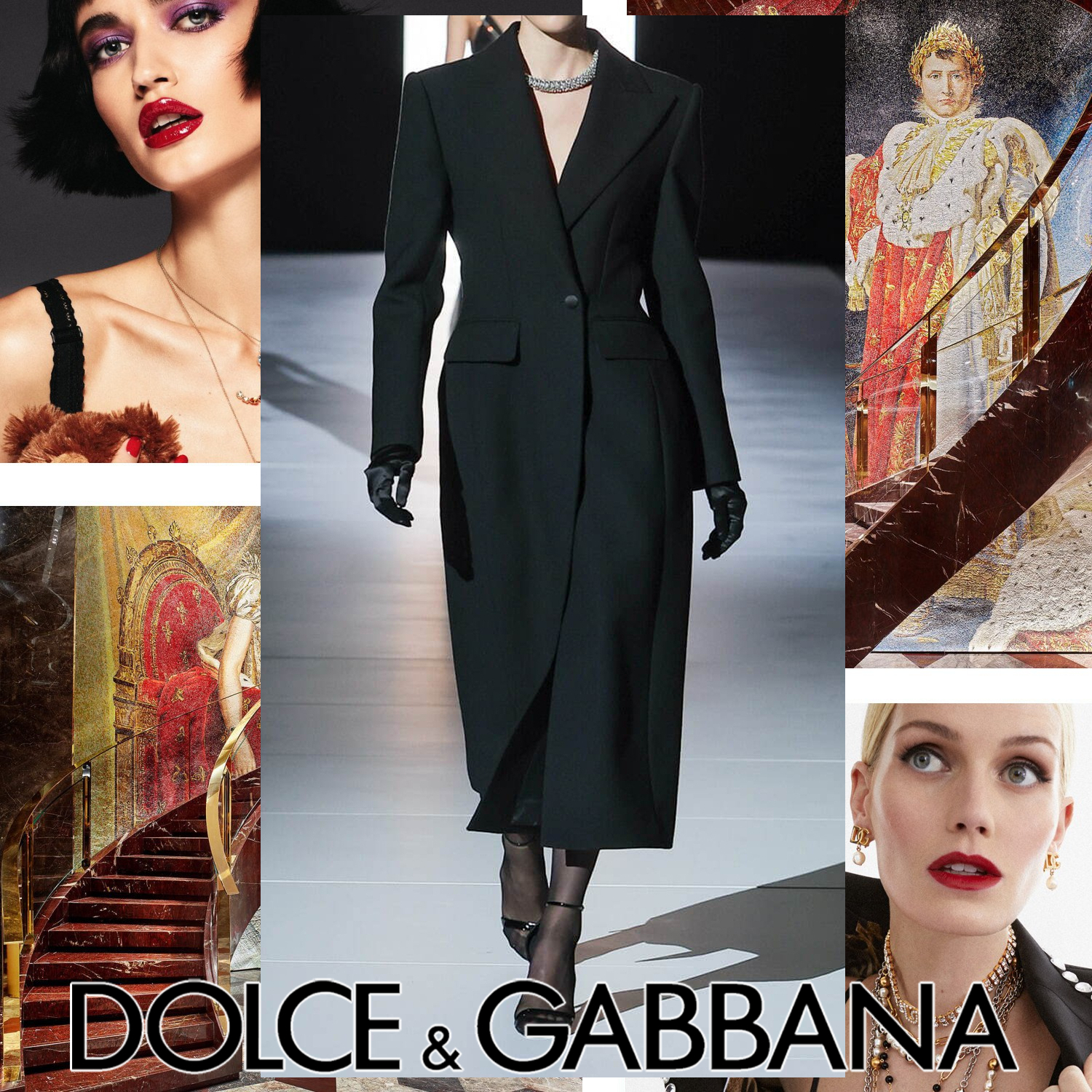 Dolce & Gabbana ロングダブルコート ブラック