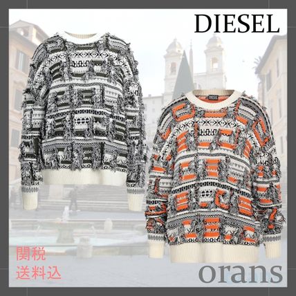 DIESEL Sweaters Crew Neck Unisex Wool Blended Fabrics Street Style