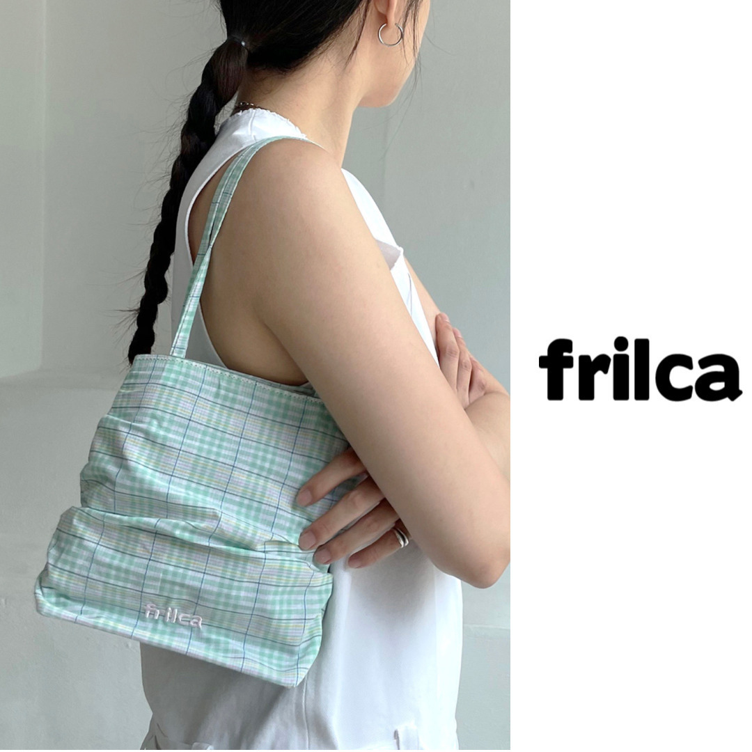 《韓国 frilca》FRILCA TOTE BAG CHECK MINT 人気 トートバッグ