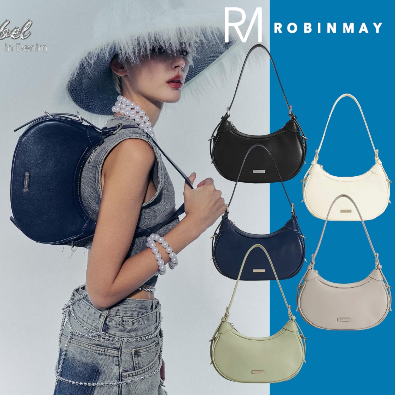 ★ROBINMAY 波浪夜塔肩背包 半月 2way ショルダーバック/送料込